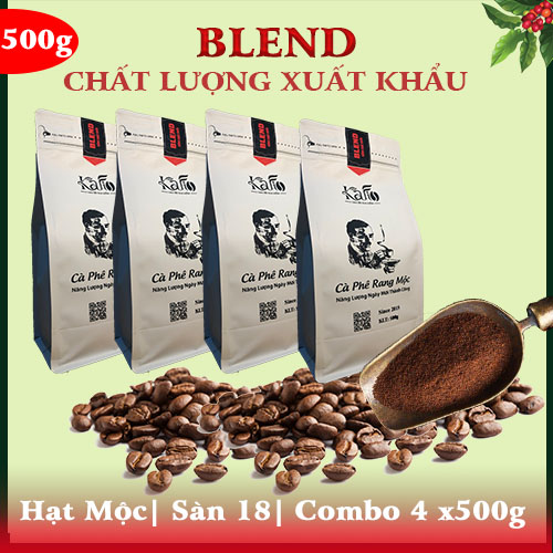 BLEND THƯỢNG HẠNG| KAFI- NGUYÊN HẠT| CÀ PHÊ RANG MỘC| 2KG (4 X 500G)