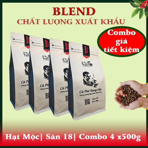 BLEND THƯỢNG HẠNG| KAFI- NGUYÊN HẠT| CÀ PHÊ RANG MỘC| 2KG (4 X 500G)