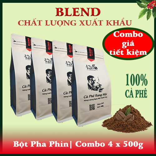 BLEND THƯỢNG HẠNG| KAFI- BỘT PHA PHIN| CÀ PHÊ RANG MỘC| 2KG (4 X 500G)